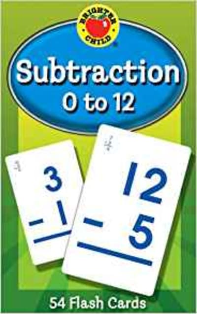 Subtraction 0 to 12 Flash Cards