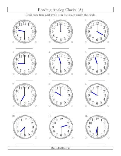 Time and Clock Worksheets