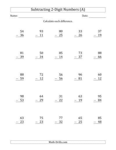 Subtraction Worksheets