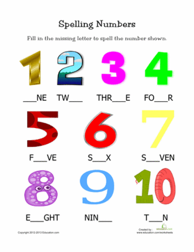 Numbers Worksheets