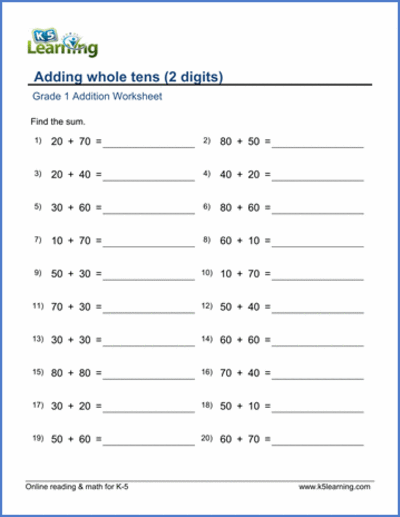 Grade 1 Addition Worksheets 1 of 3