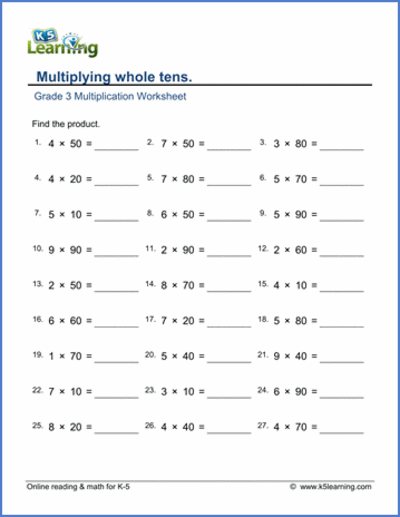 Third Grade Math Worksheets 1 of 3