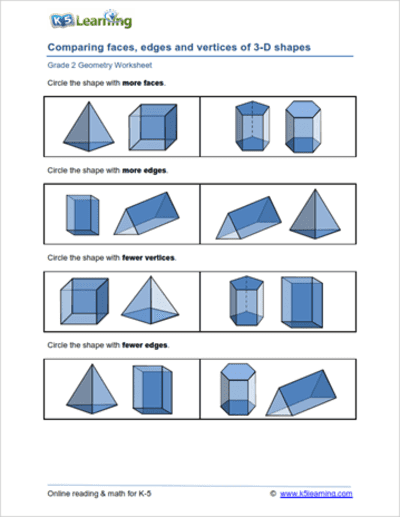2nd Grade Math Worksheets: Geometry 1 of 3