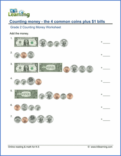 2nd Grade Math Worksheets: Counting Money