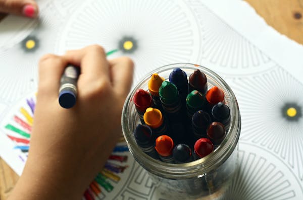 Colored pencils and drawing supplies for young artists