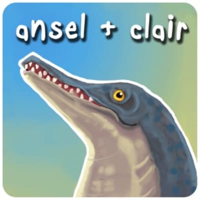 Ansel and Clair with Triassic Dinosaurs