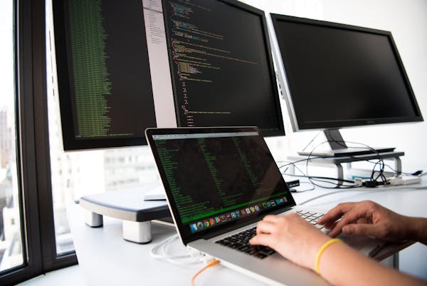 Colorful programming interface on screen
