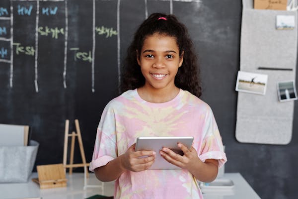 Third grader doing daily reading comprehension