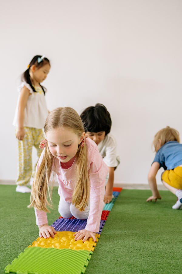 Family doing fitness exercises together for homeschool PE