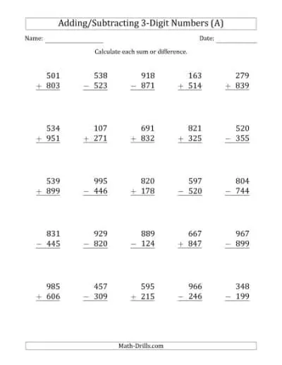 Mixed Operations Math Worksheets